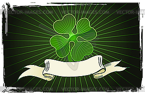 Ribbon with clover - vector clipart