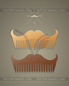 Trendy comb in shape of mustaches - vector image