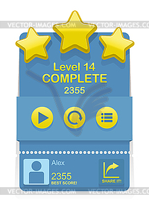 Level Complete game interface - vector clip art