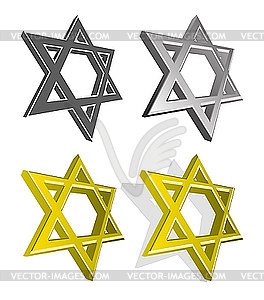 Reihe von jüdischer Sterne - farbige Vektorgrafik