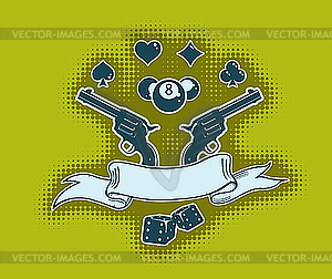 Stylish wallpaper with guns and ribbon - vector clipart