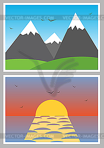 Simple photo icons with landscapes  - vector clipart