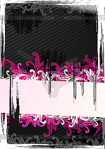 Розово-черный цветочный фон - рисунок в векторе