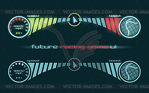 Interface of racing game dashboard - vector image