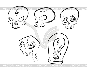 Set of simple skull sketches - vector clip art