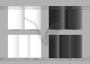 Simple folded black and white paper leaflets - vector clipart