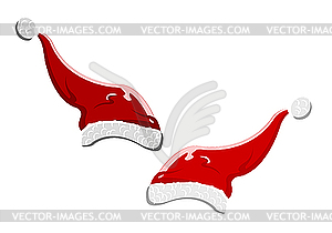 Красные новогодние шапки - векторный клипарт
