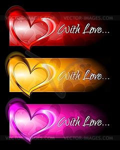 Banners with hearts - vector clipart