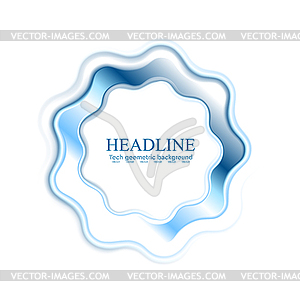 Abstract bright blue wavy logo ring - vector clip art
