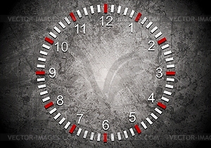 Abstract clock on grunge wall - vector image