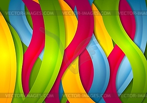 Abstract bright wavy stripes background - vector clip art