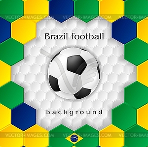 Bright soccer background with ball. Brazilian colors - vector image