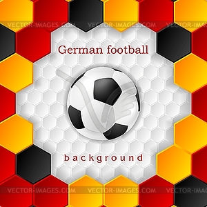 Bright soccer background with ball. German colors - vector clipart