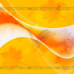 Abstract autumn background with waves and leaves - vector image