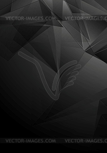 Dark black low poly tech design - white & black vector clipart