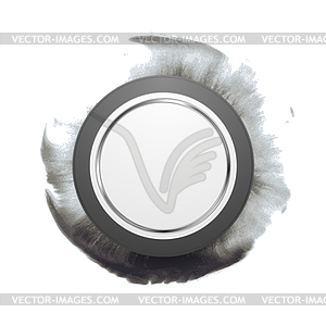 Grey circle shape on dark watercolor splash - vector image