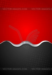 Red black contrast background with metal wave - vector image