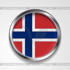 Metal button flag of Norway - vector clip art