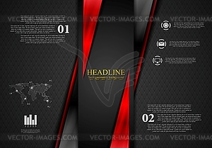 Contrast black red tech presentation brochure - vector clip art