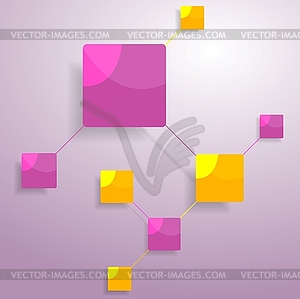 Graphic minimal design with bright squares - vector image