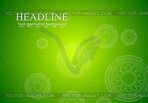 Bright green hi-tech background with gears - vector image