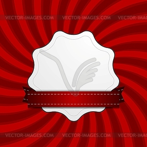 Red retro swirl beams and blank label - vector clipart / vector image