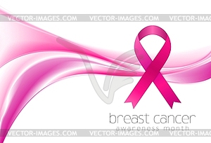 Breast cancer awareness month. Smooth wave and - vector image