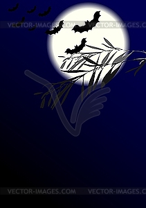 Full moon and bats - vector image