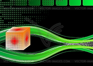 3d cube and waves - vector clipart