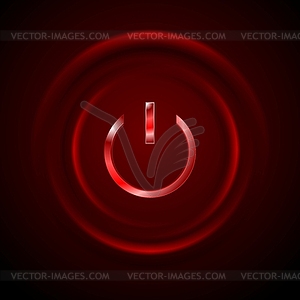 Dark red glowing power button web design - color vector clipart