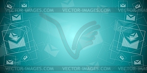 Abstract tech banner with letters envelopes - vector image