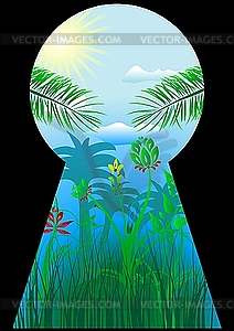 Keyhole to the tropical world - vector clipart