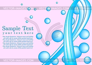 Pink wavy background with bubbles - vector image