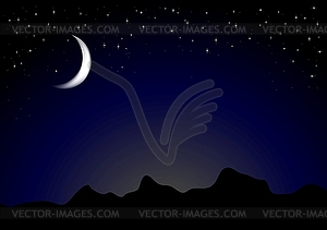 Dark moonlight night background - vector clipart