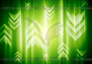 Green neon light with tech arrows - vector image