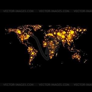 Bright glowing map on night - vector image