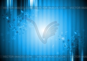 Bright blue abstract technology striped background - vector clip art