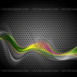 Bright abstract transparent wave on perforated meta - vector clipart