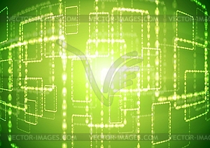 Bright green abstract background with shiny squares - vector image