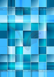 Bright geometric tech blue squares background - color vector clipart