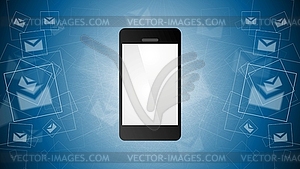 Mobile phone and envelopes background - vector image