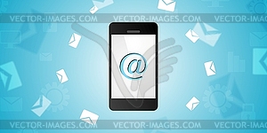 Mobile phone and emails background - vector clipart