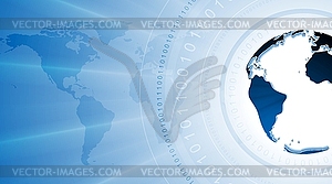 Technology background with binary code and globe - vector clip art