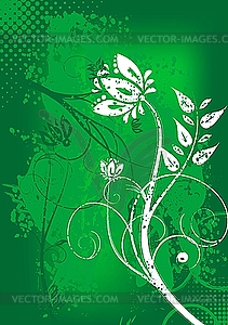 Green floral design - vector image