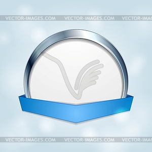 Blank circle frame with blue ribbon - vector image