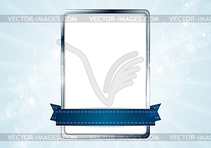 Blank white rectangle with silver frame and blue - vector clipart