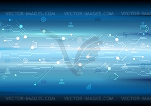 Blue tech abstract background with circuit board - vector clip art