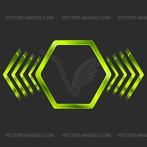 Абстрактный зеленый металлический шестигранник и стрелы форма - векторный графический клипарт
