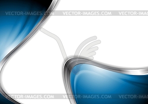 Abstract blue smooth design with metal waves - vector clipart