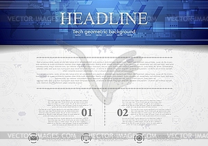 Hi-tech corporate background with blue header - vector image
